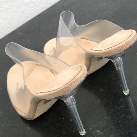 🆕FEMME Lucite Bride Cinderella Mule Stilettos - Picture 5 of 7